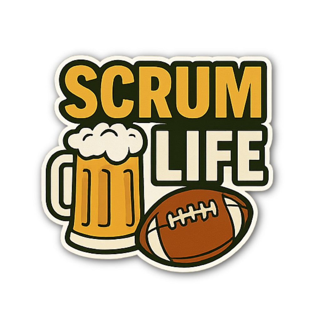 SCRUM LIFE With Beer Cup Sticker, Waterproof Vinyl Decal Sticker Indoor Or Outdoor 2 (Pieces) 3" and 5"