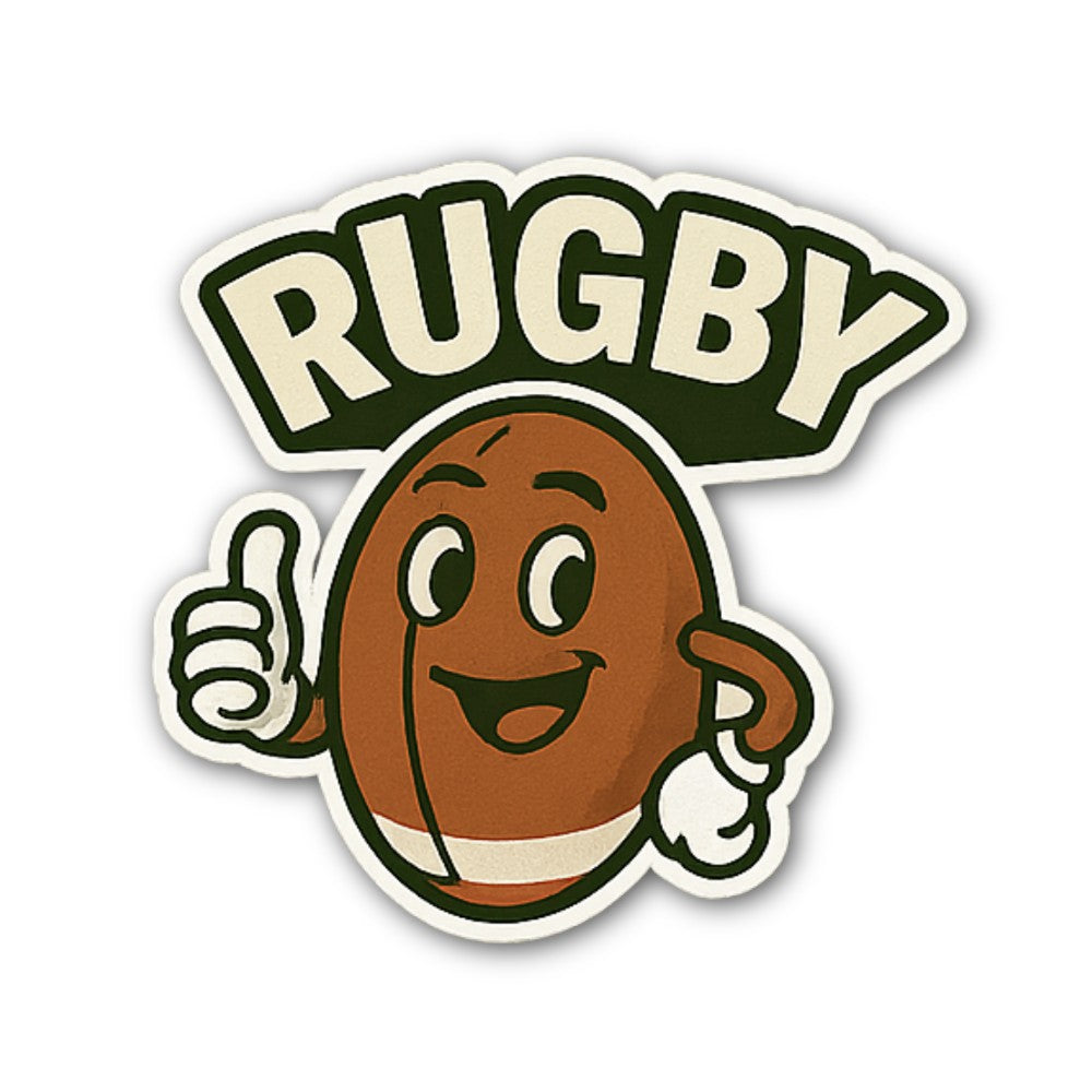Funny RUGBY Ball Sticker, Waterproof Vinyl Decal Sticker Indoor Or Outdoor 2 (Pieces) 3" and 5"