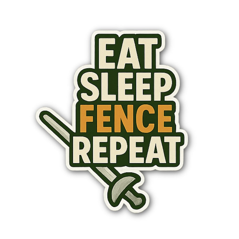 EAT SLEEP FENCE REPEAT Sticker, Waterproof Vinyl Decal Sticker Indoor Or Outdoor 2 (Pieces) 3" and 5"