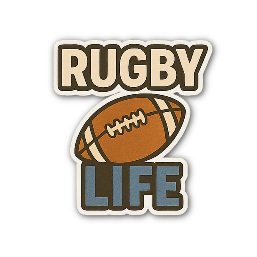 RUGBY LIFE Sticker, Waterproof Vinyl Decal Sticker Indoor Or Outdoor 2 (Pieces) 3" and 5"
