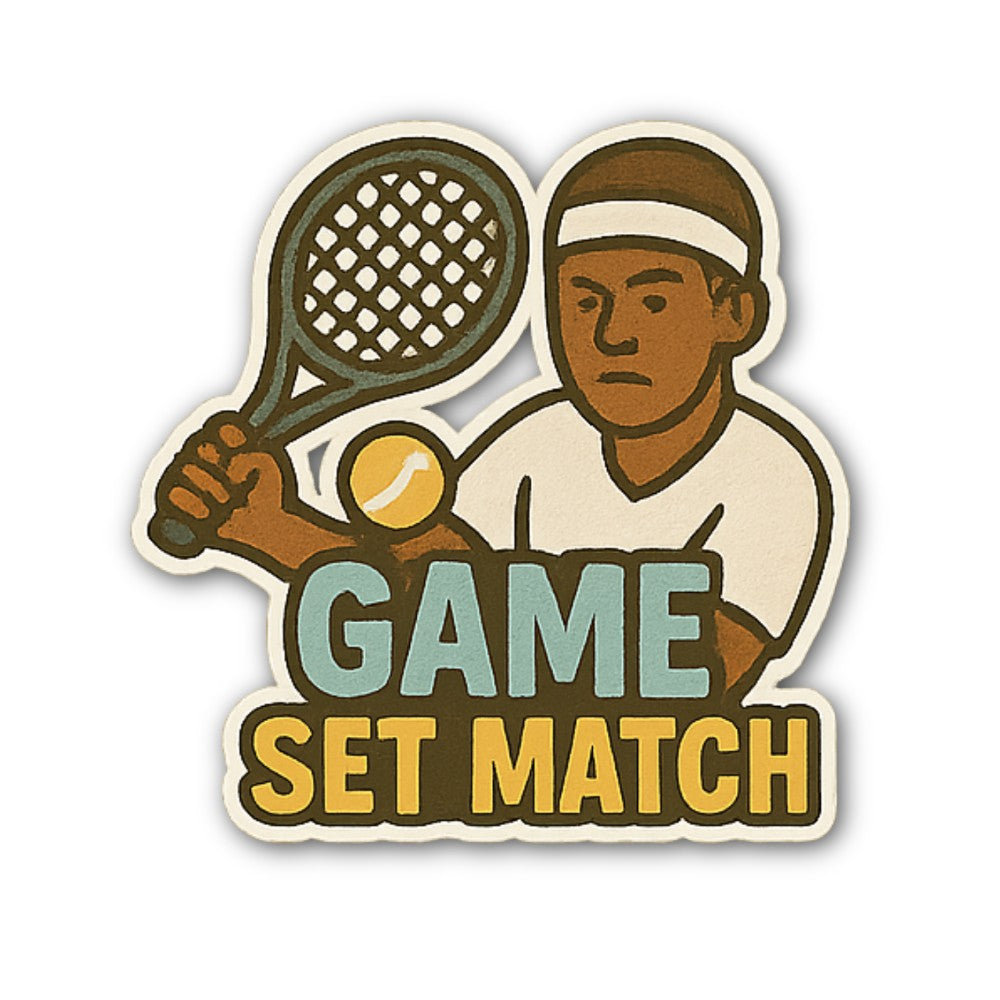 GAME SET MATCH Sticker, Waterproof Vinyl Decal Sticker Indoor Or Outdoor 2 (Pieces) 3" and 5"