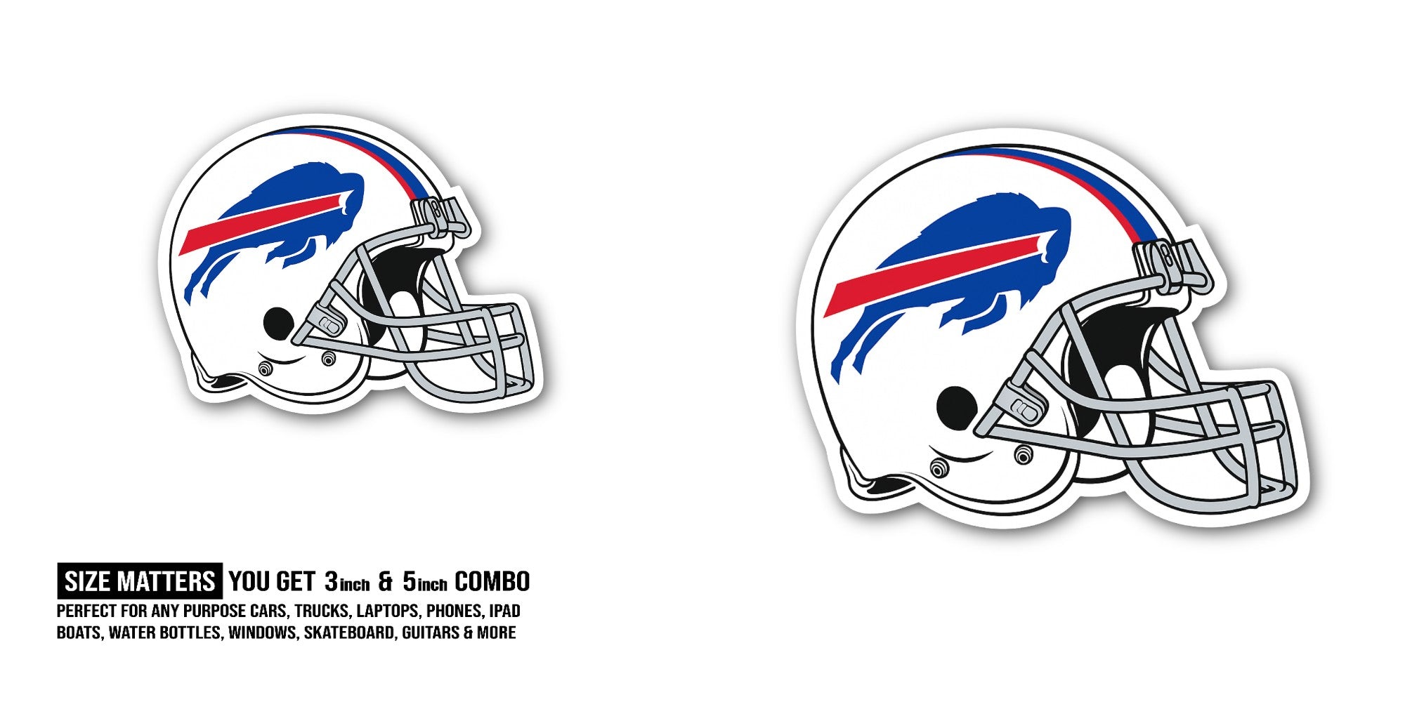 WHITE , BLUE & PINK COLOUR FOOTBALL HELMET Sticker, Waterproof Vinyl Decal Sticker Indoor Or Outdoor 2 (Pieces) 3" and 5"