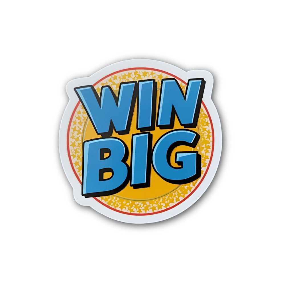 BLUE COLOUR WIN BIG WORDS Sticker, Waterproof Vinyl Decal Sticker Indoor Or Outdoor 2 (Pieces) 3" and 5"