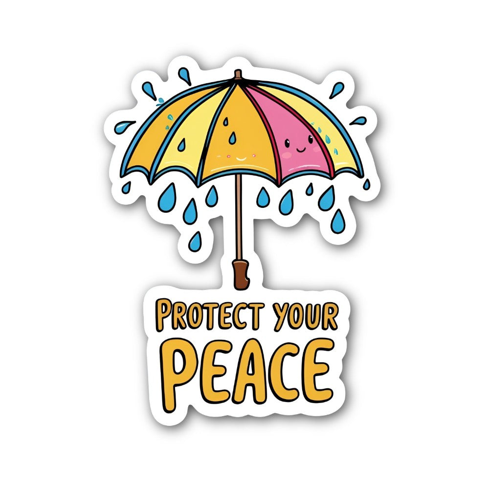 protect your peace umbrella Sticker, Waterproof Vinyl Decal Sticker Indoor Or Outdoor 2 (Pieces) 3" and 5"