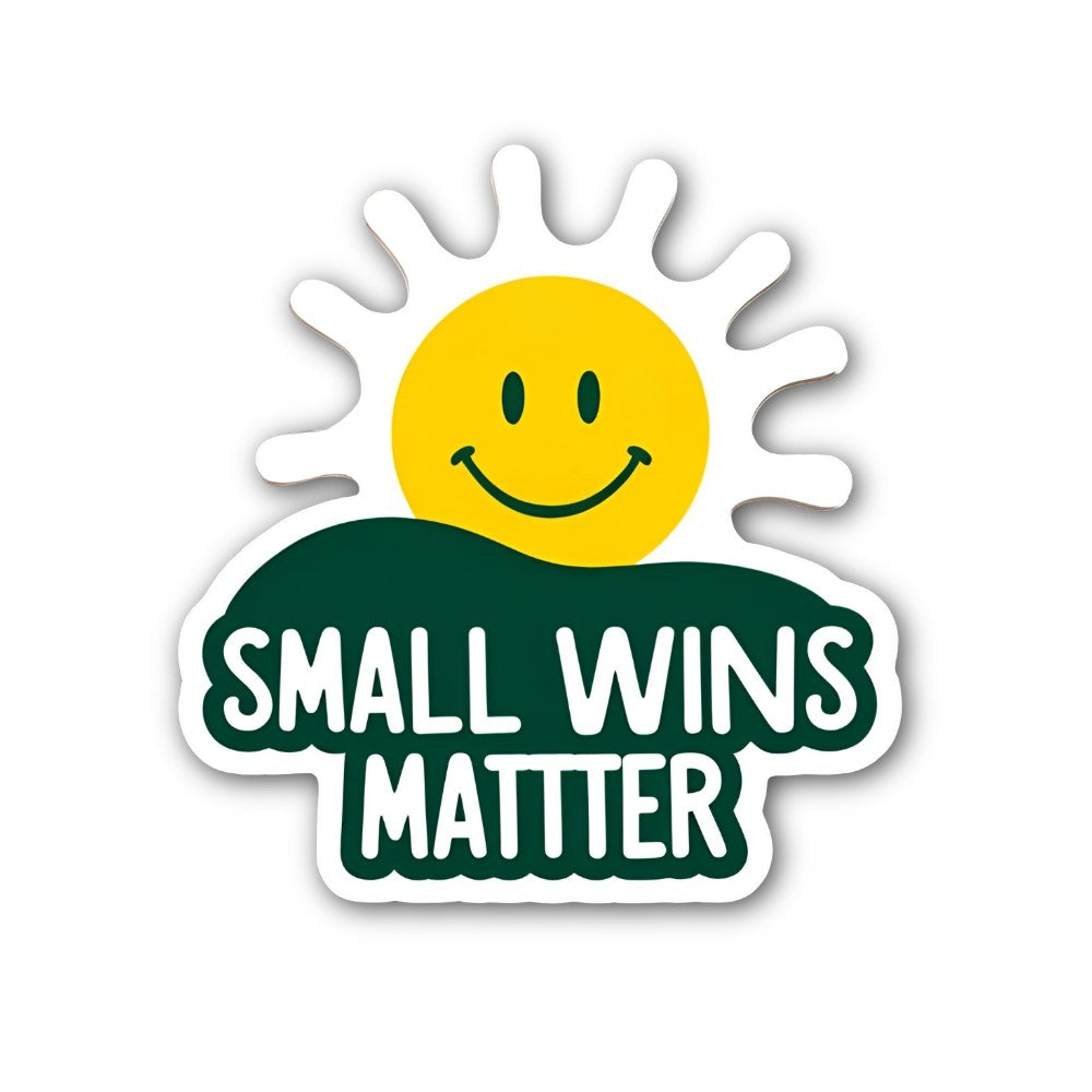 SMALL WINS MATTTER Sticker, Waterproof Vinyl Decal Sticker Indoor Or Outdoor 2 (Pieces) 3" and 5"