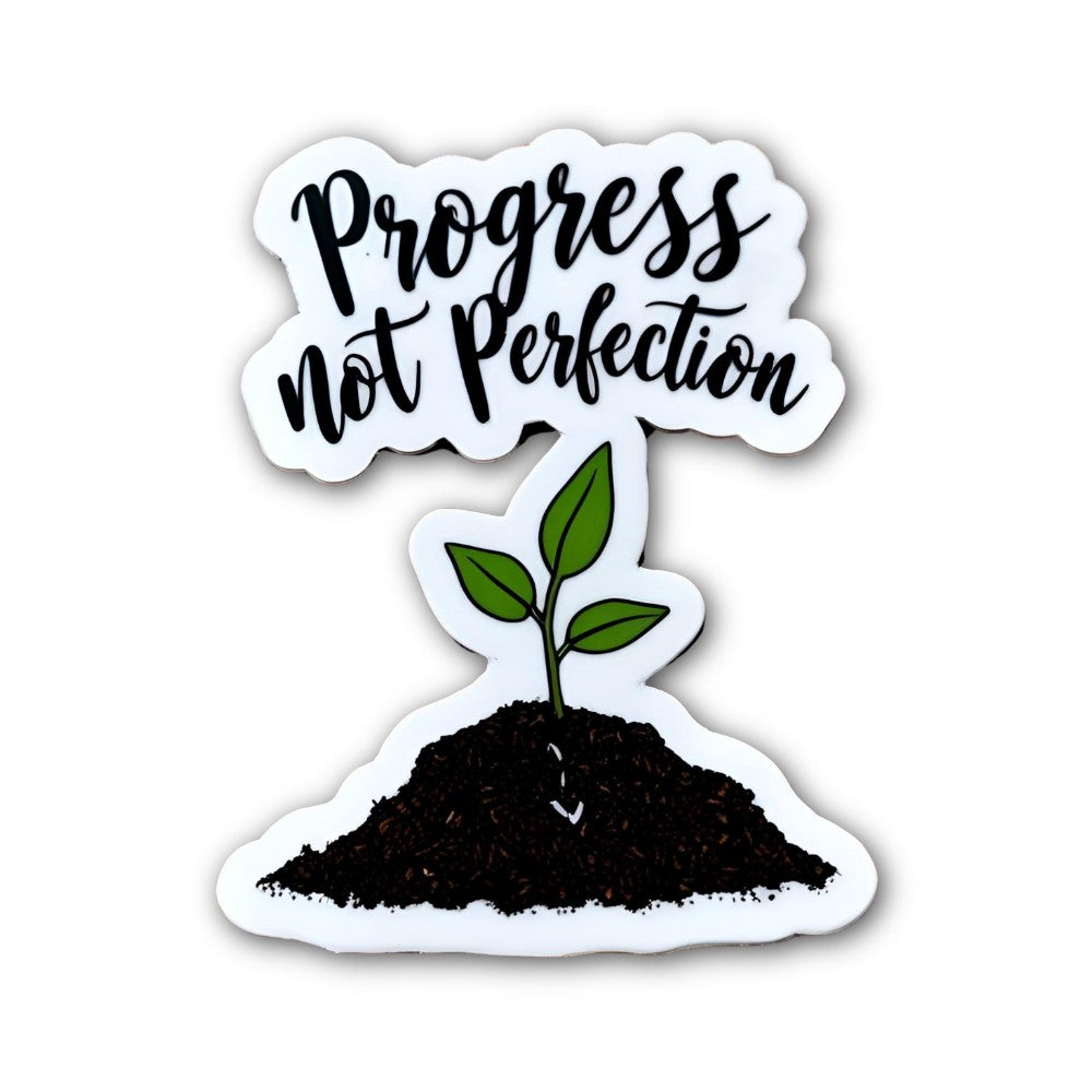 Progress not Perfection Sticker, Waterproof Vinyl Decal Sticker Indoor Or Outdoor 2 (Pieces) 3" and 5"