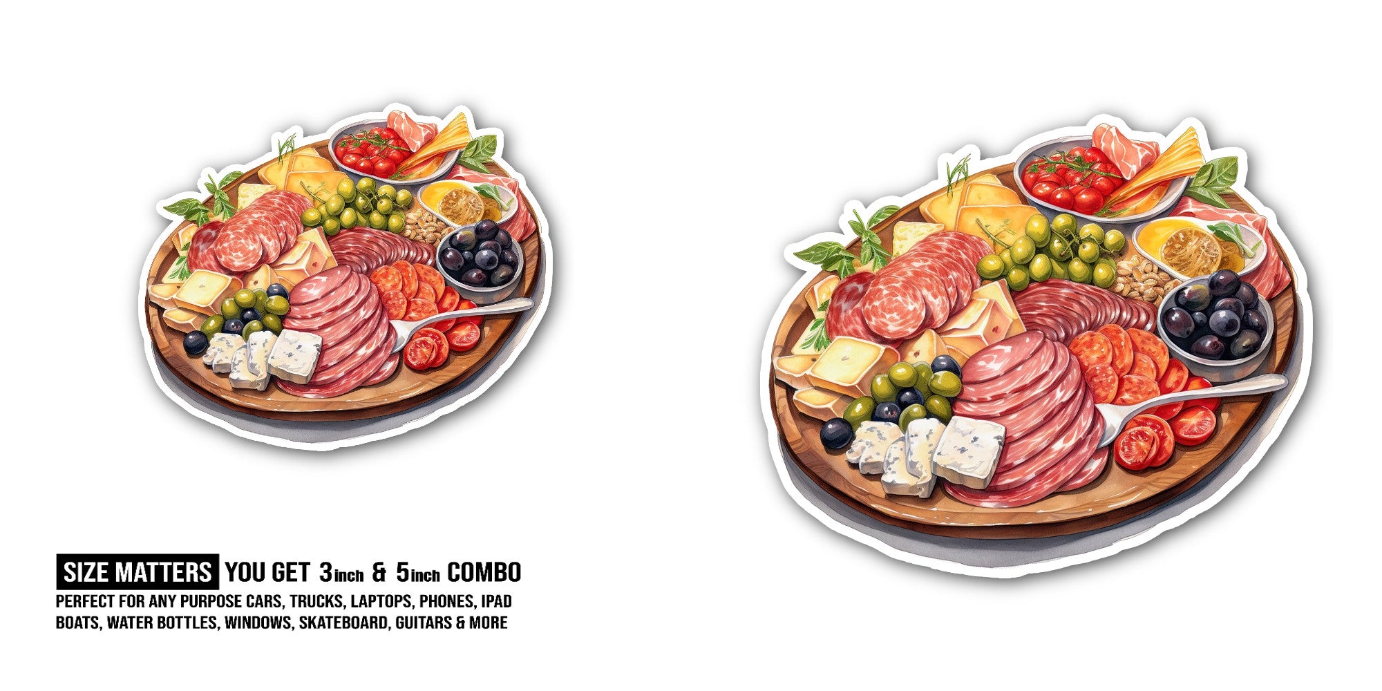 Charcuterie board Sticker, Waterproof Vinyl Decal Sticker Indoor Or Outdoor 2 (Pieces) 3" and 5"
