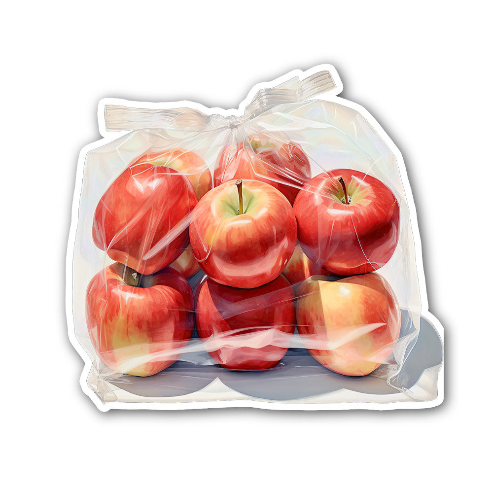 FRESH RED APPLES Sticker, Waterproof Vinyl Decal Sticker Indoor Or Outdoor 2 (Pieces) 3" and 5"