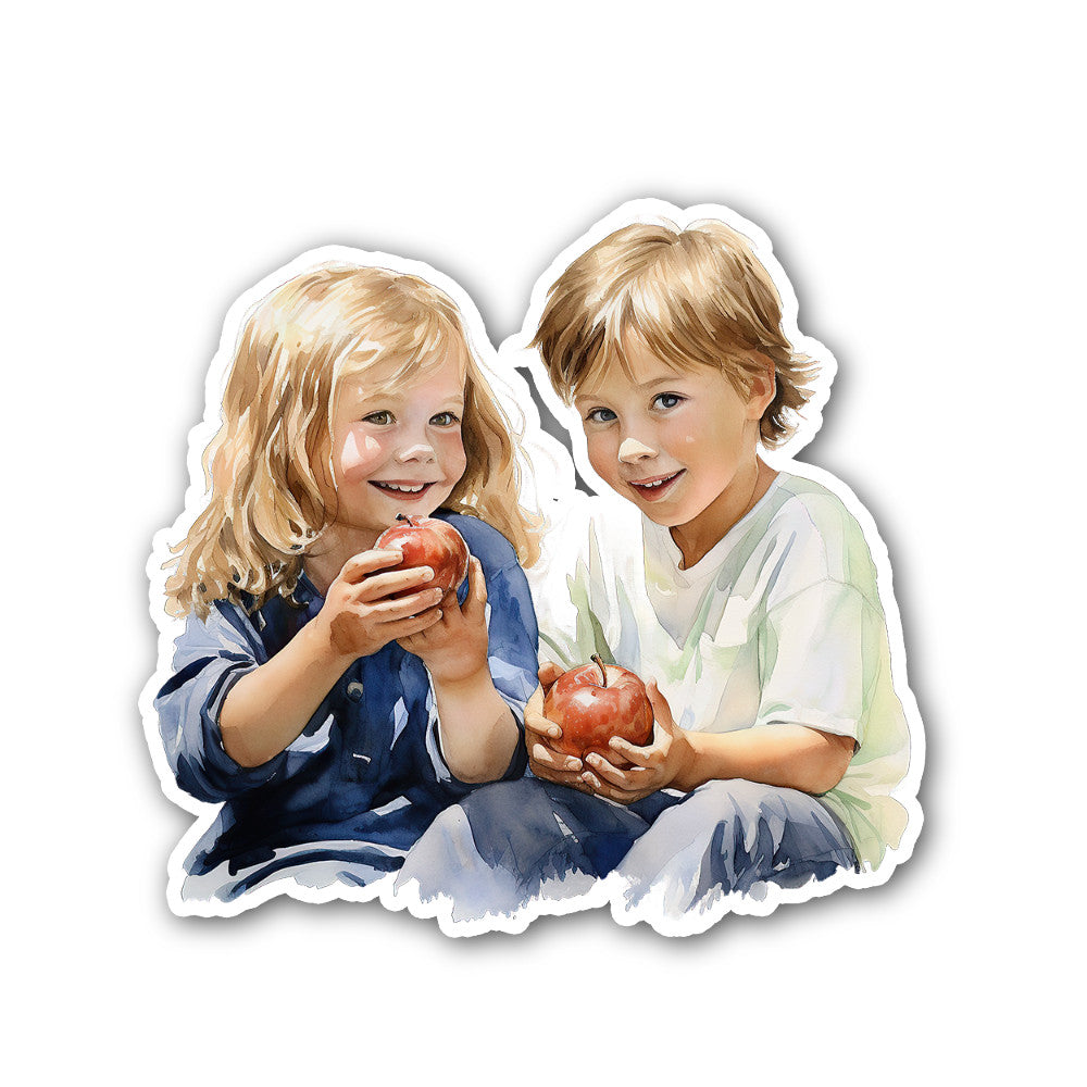 CUTE BROTHER & SISTER Sticker, Waterproof Vinyl Decal Sticker Indoor Or Outdoor 2 (Pieces) 3" and 5"