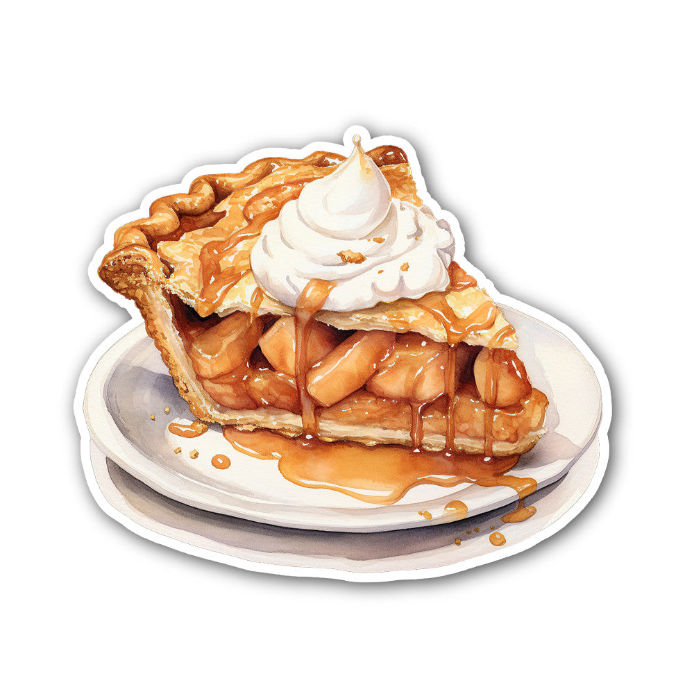 APPLE PIE WITH WHIPPED CREAM Sticker, Waterproof Vinyl Decal Sticker Indoor Or Outdoor 2 (Pieces) 3" and 5"