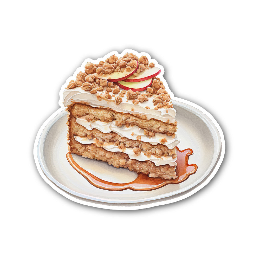 Almond Tiramisu cake Sticker, Waterproof Vinyl Decal Sticker Indoor Or Outdoor 2 (Pieces) 3" and 5"