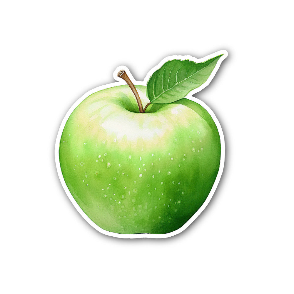 GREEN APPLE Sticker, Waterproof Vinyl Decal Sticker Indoor Or Outdoor 2 (Pieces) 3" and 5"