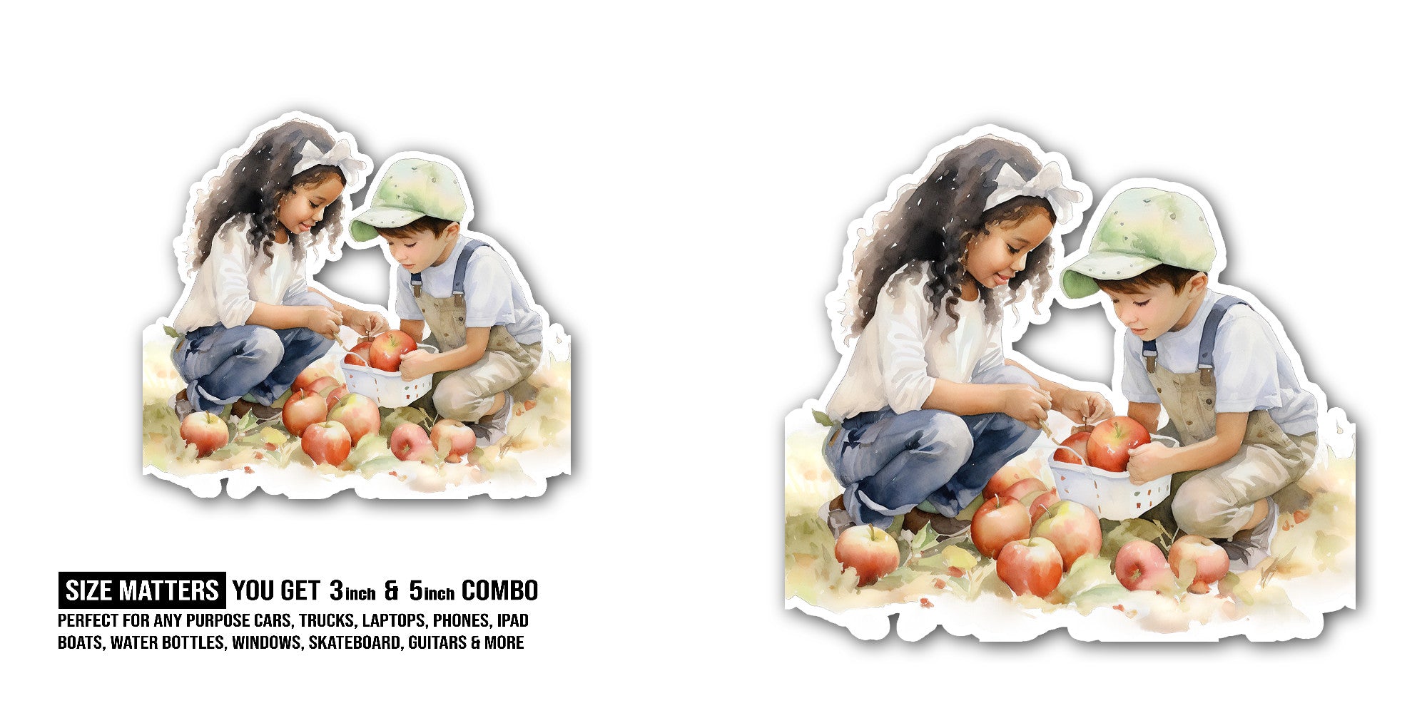 GIRL & BOY Sticker, Waterproof Vinyl Decal Sticker Indoor Or Outdoor 2 (Pieces) 3" and 5"