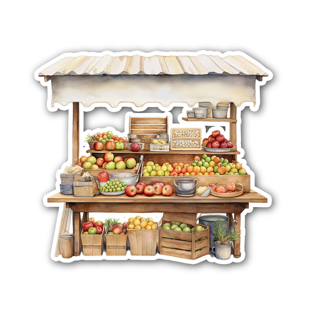 FRUIT SHOP Sticker, Waterproof Vinyl Decal Sticker Indoor Or Outdoor 2 (Pieces) 3" and 5"