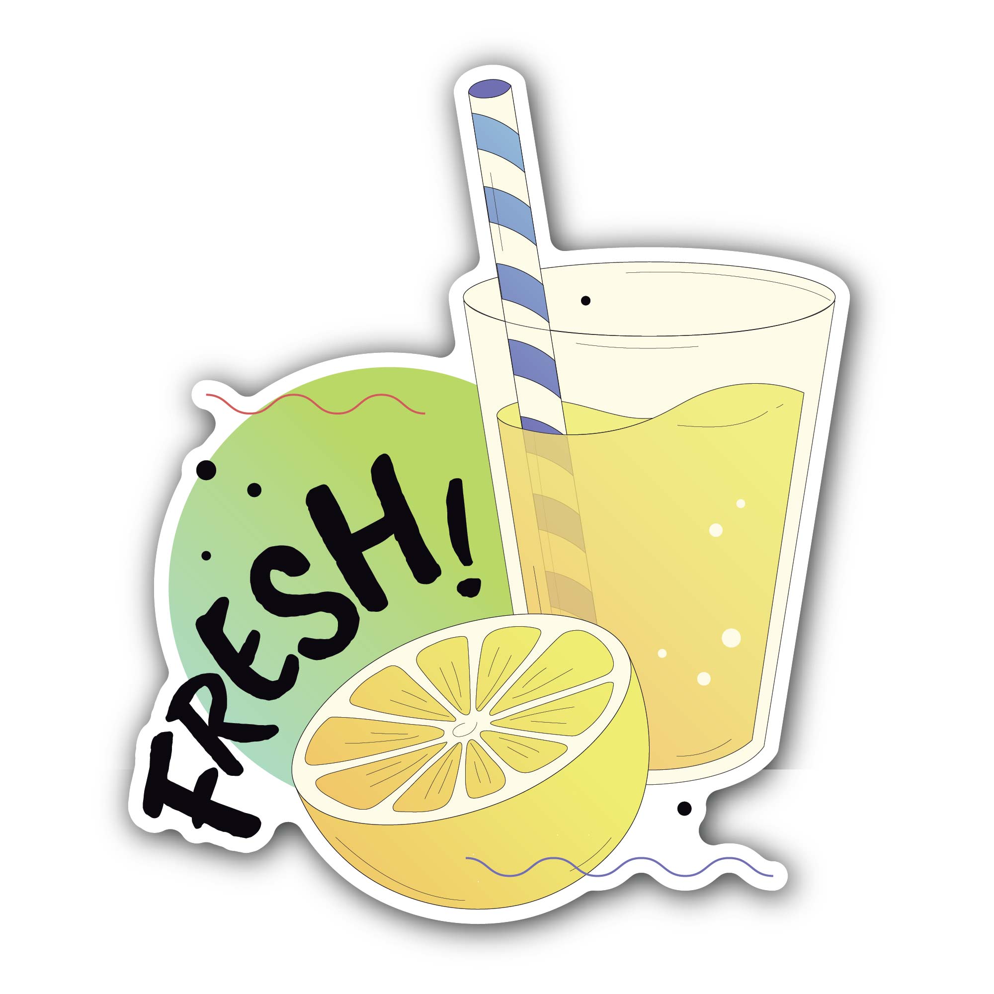 Fresh Juice Sticker, Waterproof Vinyl Decal Sticker Indoor Or Outdoor 2 (Pieces) 3" and 5"