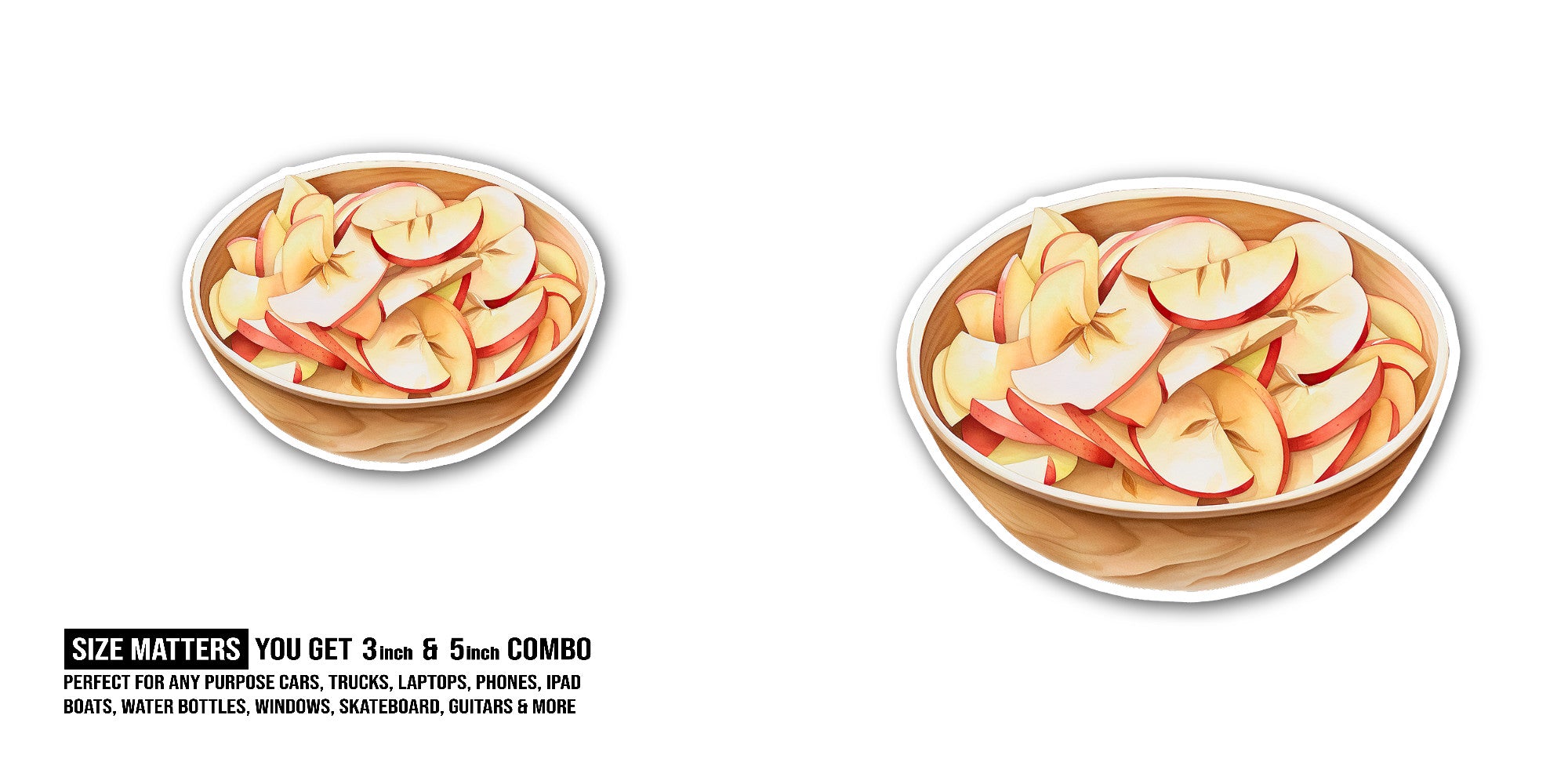 APPLE PLATE Sticker, Waterproof Vinyl Decal Sticker Indoor Or Outdoor 2 (Pieces) 3" and 5"