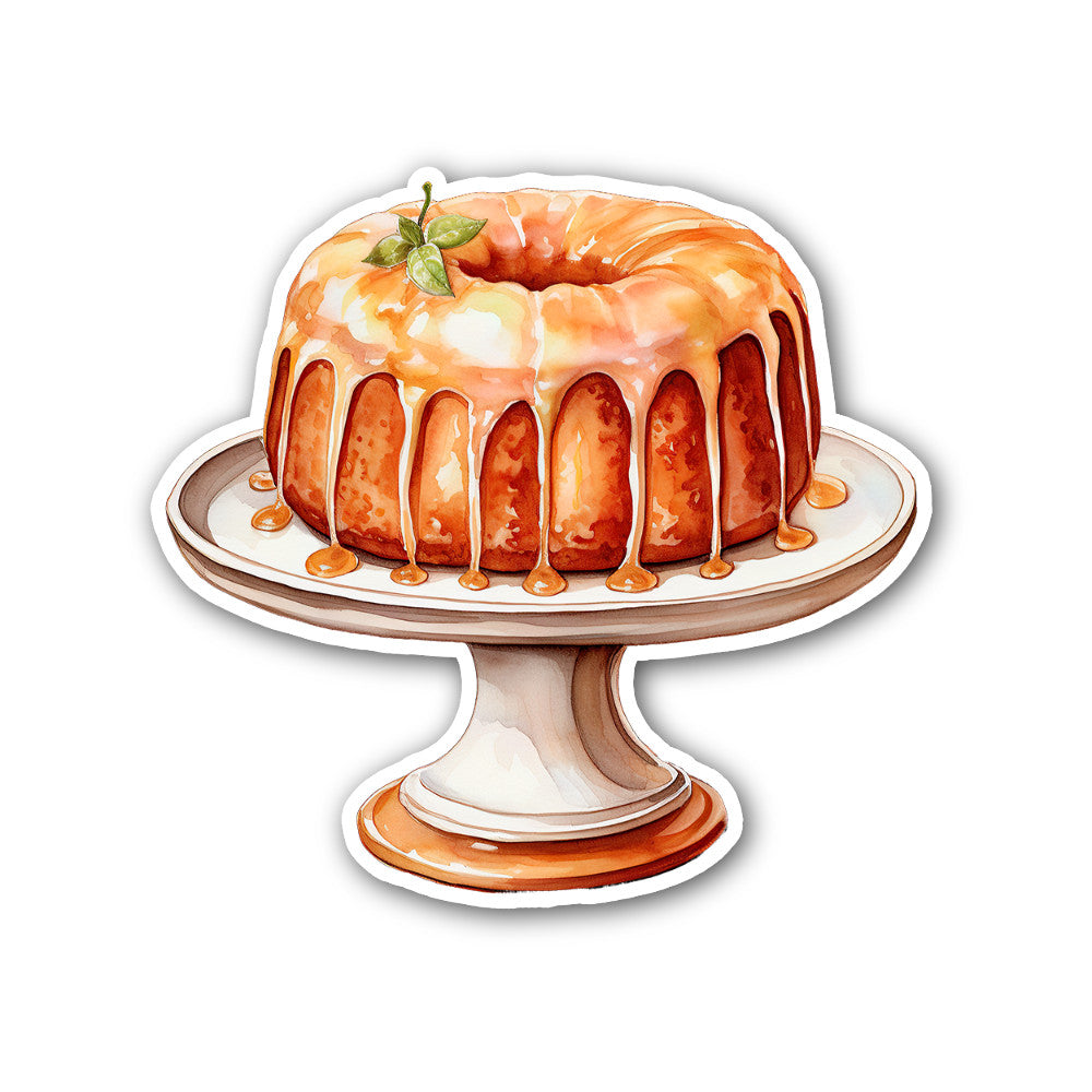 Bundt cake Sticker, Waterproof Vinyl Decal Sticker Indoor Or Outdoor 2 (Pieces) 3" and 5"