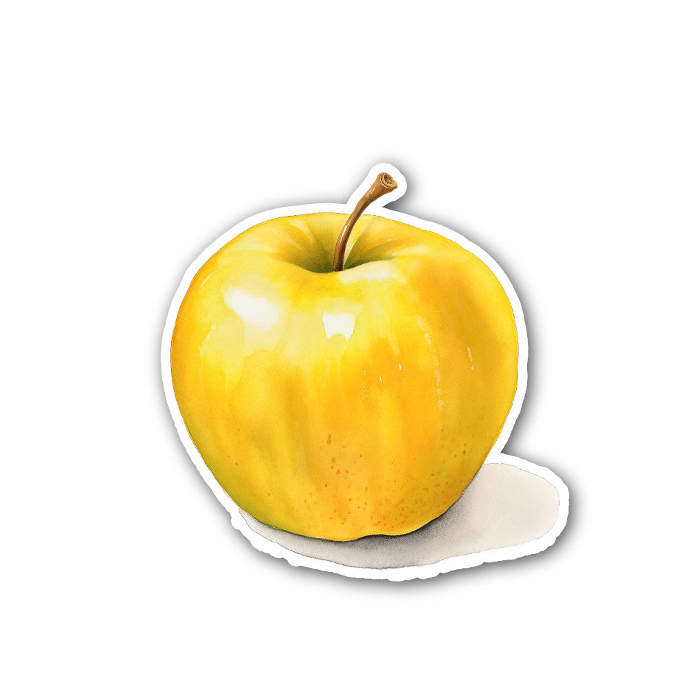 Golden apple Sticker, Waterproof Vinyl Decal Sticker Indoor Or Outdoor 2 (Pieces) 3" and 5"
