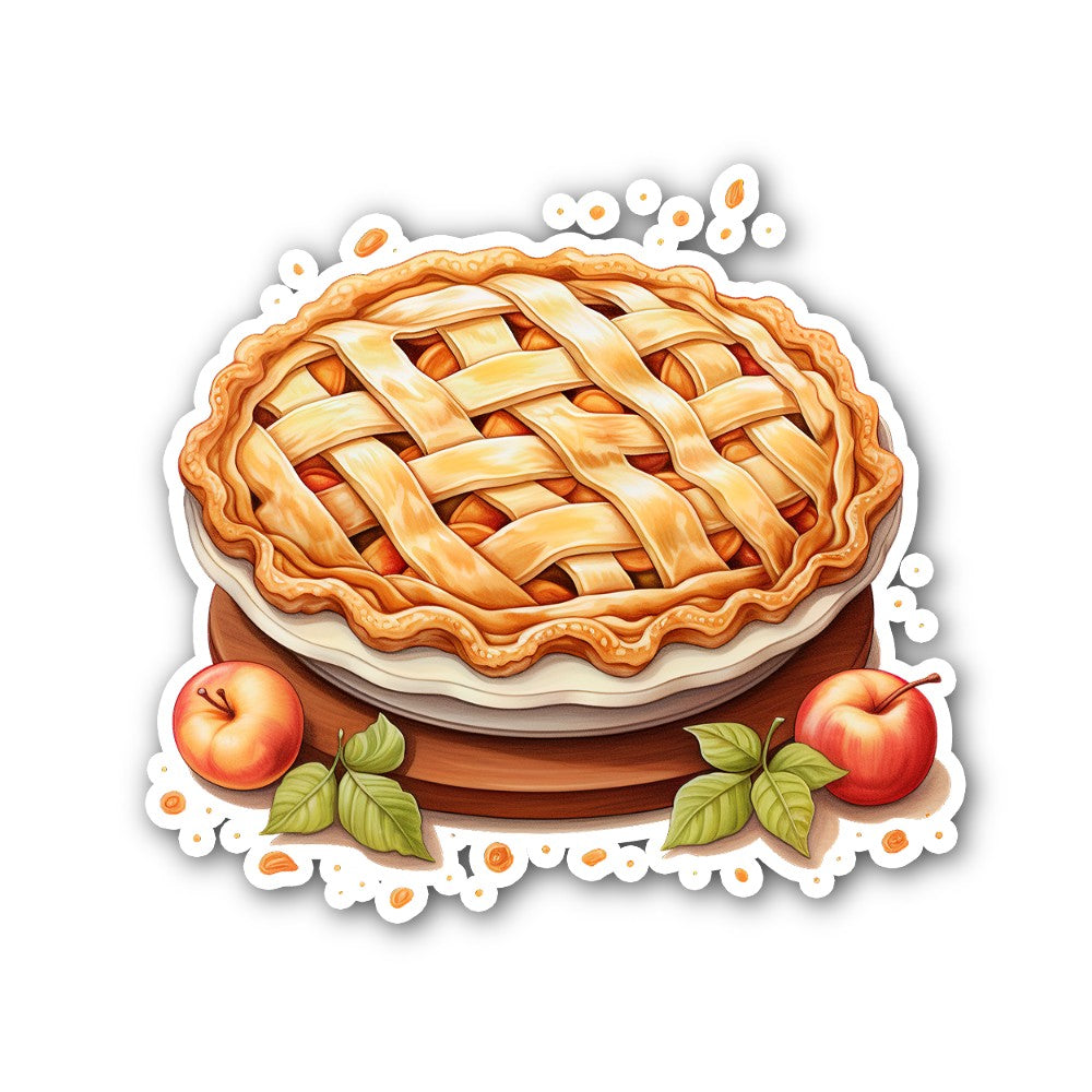 Apple pie Sticker, Waterproof Vinyl Decal Sticker Indoor Or Outdoor 2 (Pieces) 3" and 5"