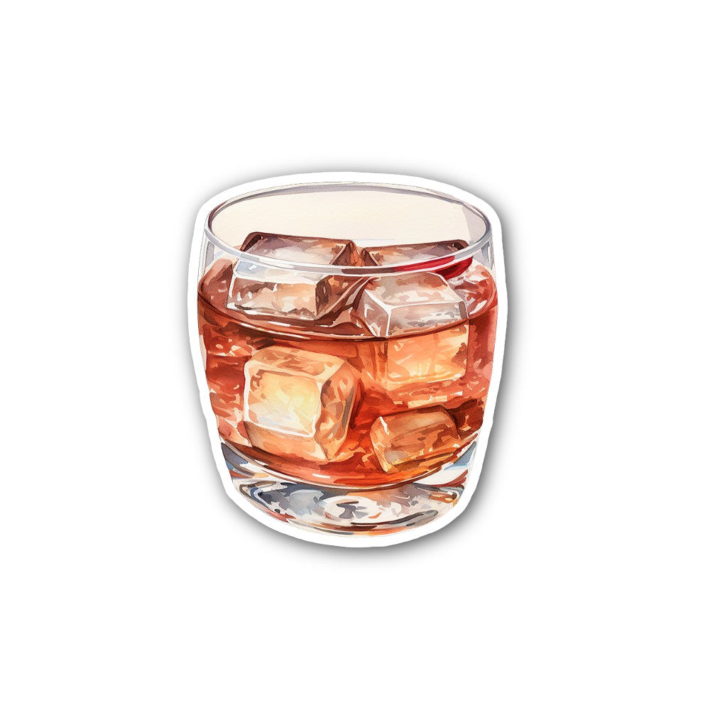 Whiskey Glass Sticker, Waterproof Vinyl Decal Sticker Indoor Or Outdoor 2 (Pieces) 3" and 5"