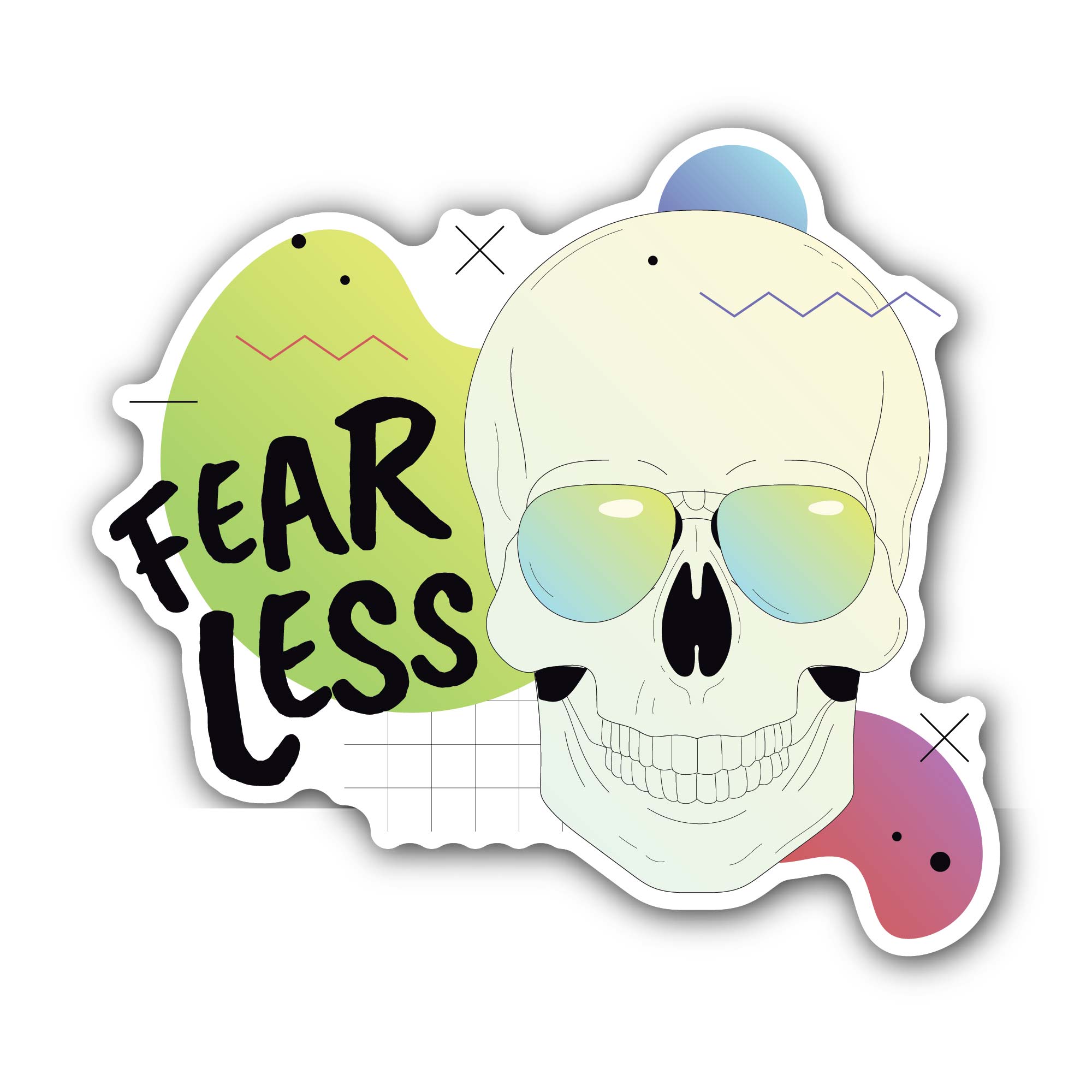 Fear Less Sticker, Waterproof Vinyl Decal Sticker Indoor Or Outdoor 2 (Pieces) 3" and 5"