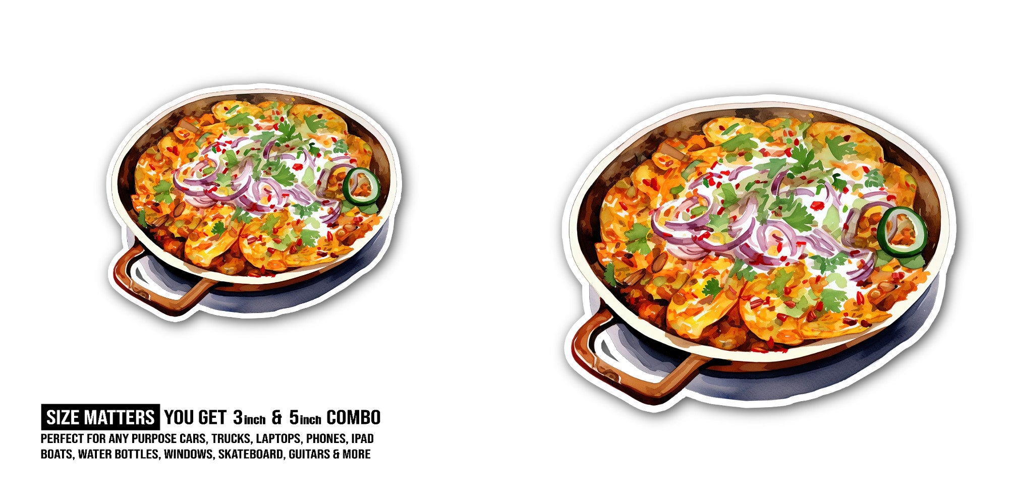 Aloo Gobi Sticker, Waterproof Vinyl Decal Sticker Indoor Or Outdoor 2 (Pieces) 3" and 5"