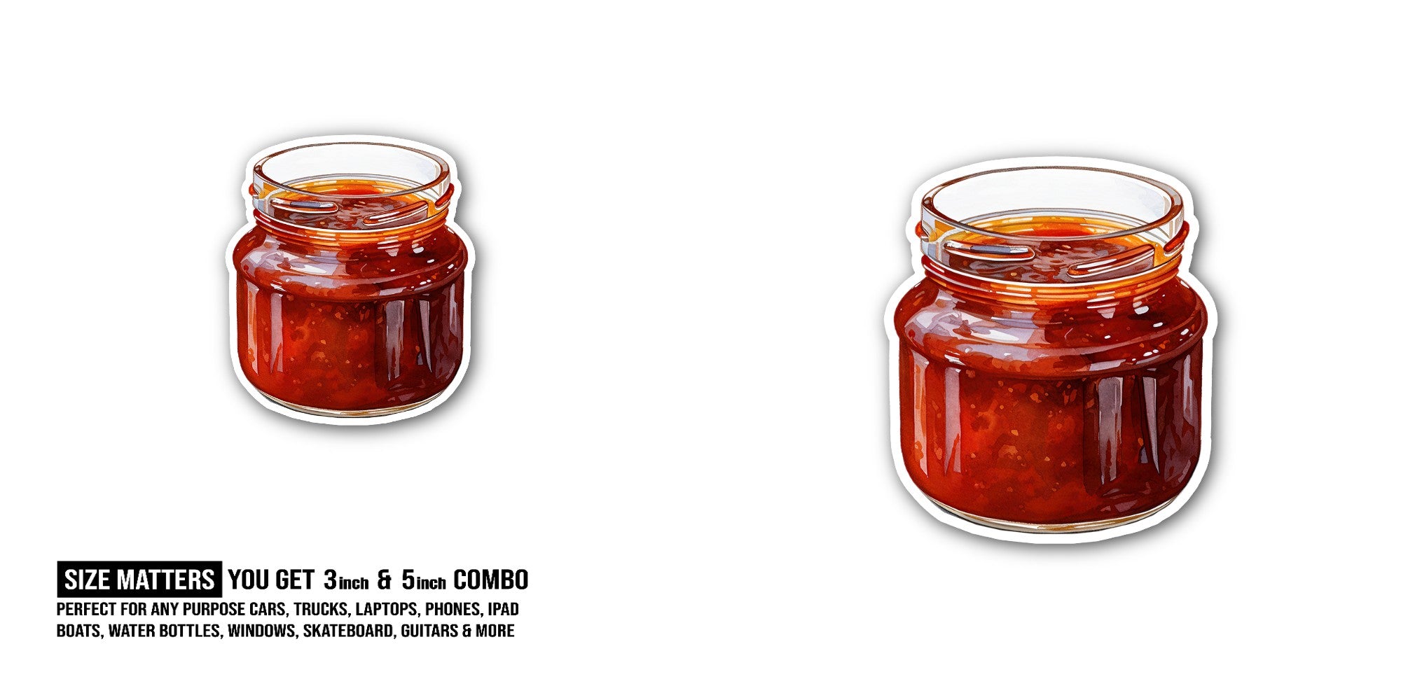 Tomato sauce Sticker, Waterproof Vinyl Decal Sticker Indoor Or Outdoor 2 (Pieces) 3" and 5"