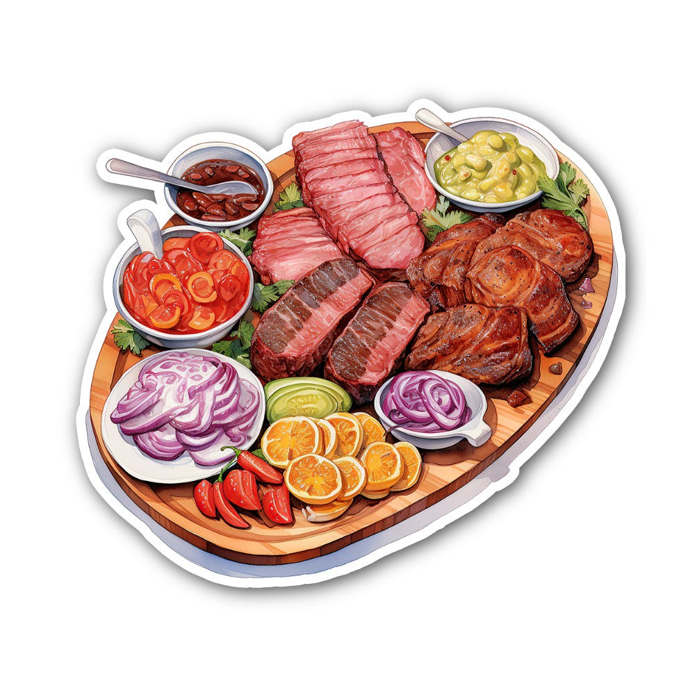 BBQ food Sticker, Waterproof Vinyl Decal Sticker Indoor Or Outdoor 2 (Pieces) 3" and 5"