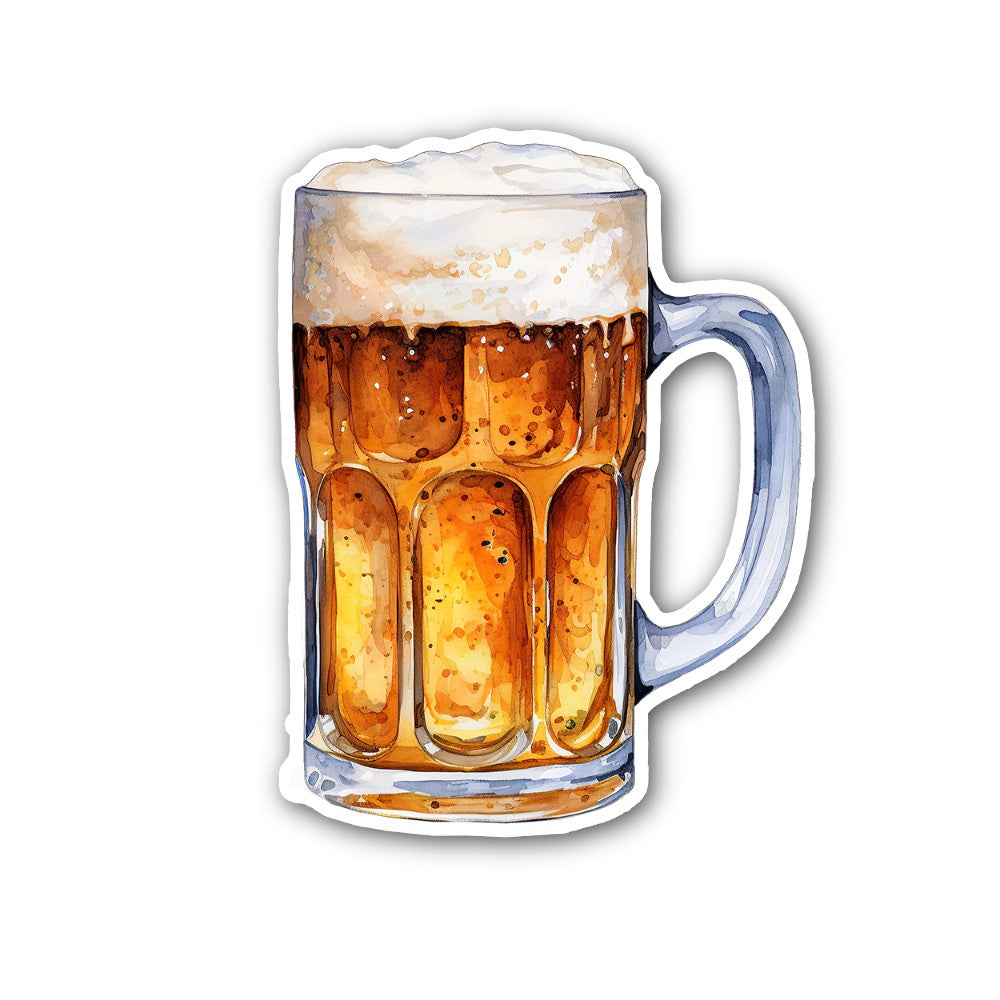Beer mug Sticker, Waterproof Vinyl Decal Sticker Indoor Or Outdoor 2 (Pieces) 3" and 5"