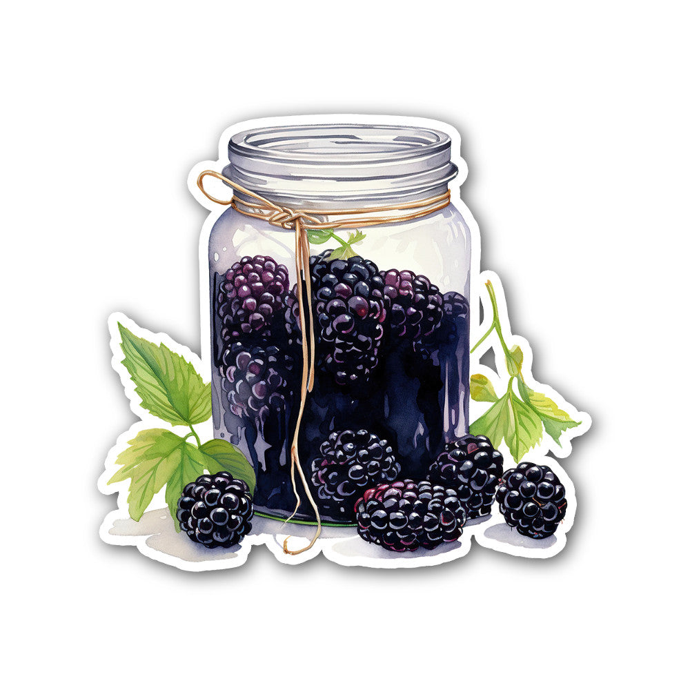 Blackberry jam Sticker, Waterproof Vinyl Decal Sticker Indoor Or Outdoor 2 (Pieces) 3" and 5"