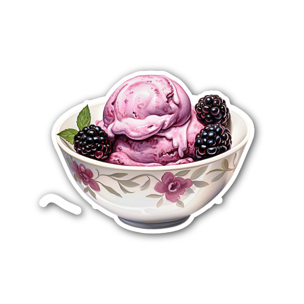 Blackberry ice cream Sticker, Waterproof Vinyl Decal Sticker Indoor Or Outdoor 2 (Pieces) 3" and 5"