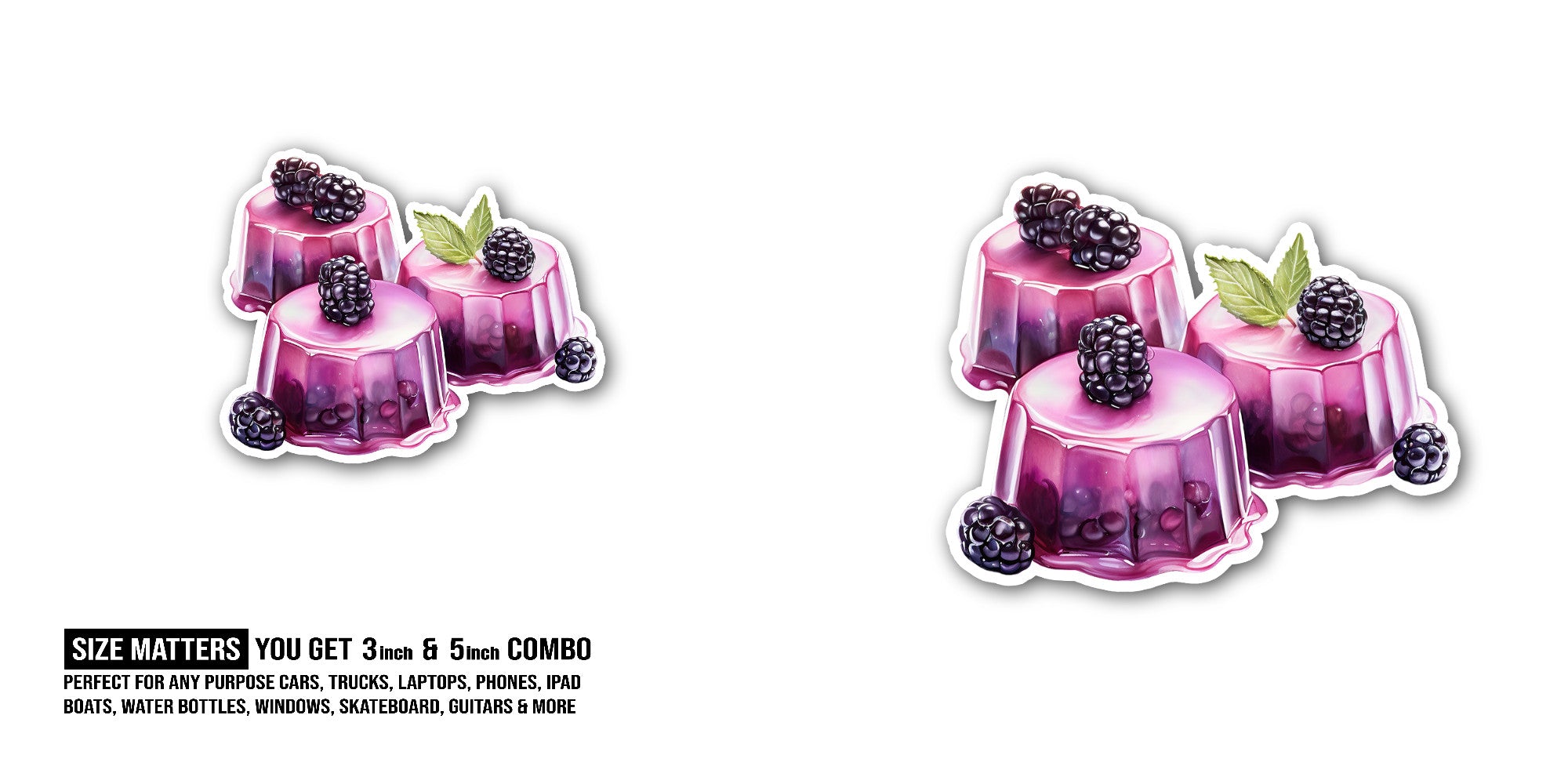 Blackberry Jelly Sticker, Waterproof Vinyl Decal Sticker Indoor Or Outdoor 2 (Pieces) 3" and 5"