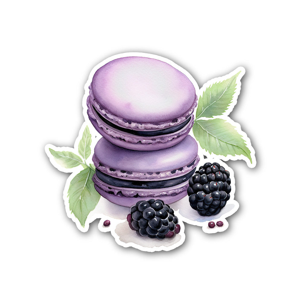 Blackberry macaron Sticker, Waterproof Vinyl Decal Sticker Indoor Or Outdoor 2 (Pieces) 3" and 5"