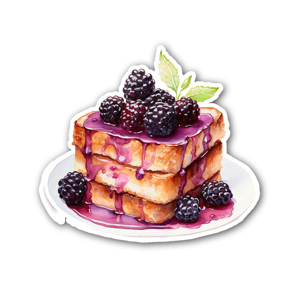 Blackberry French Toast Sticker, Waterproof Vinyl Decal Sticker Indoor Or Outdoor 2 (Pieces) 3" and 5"