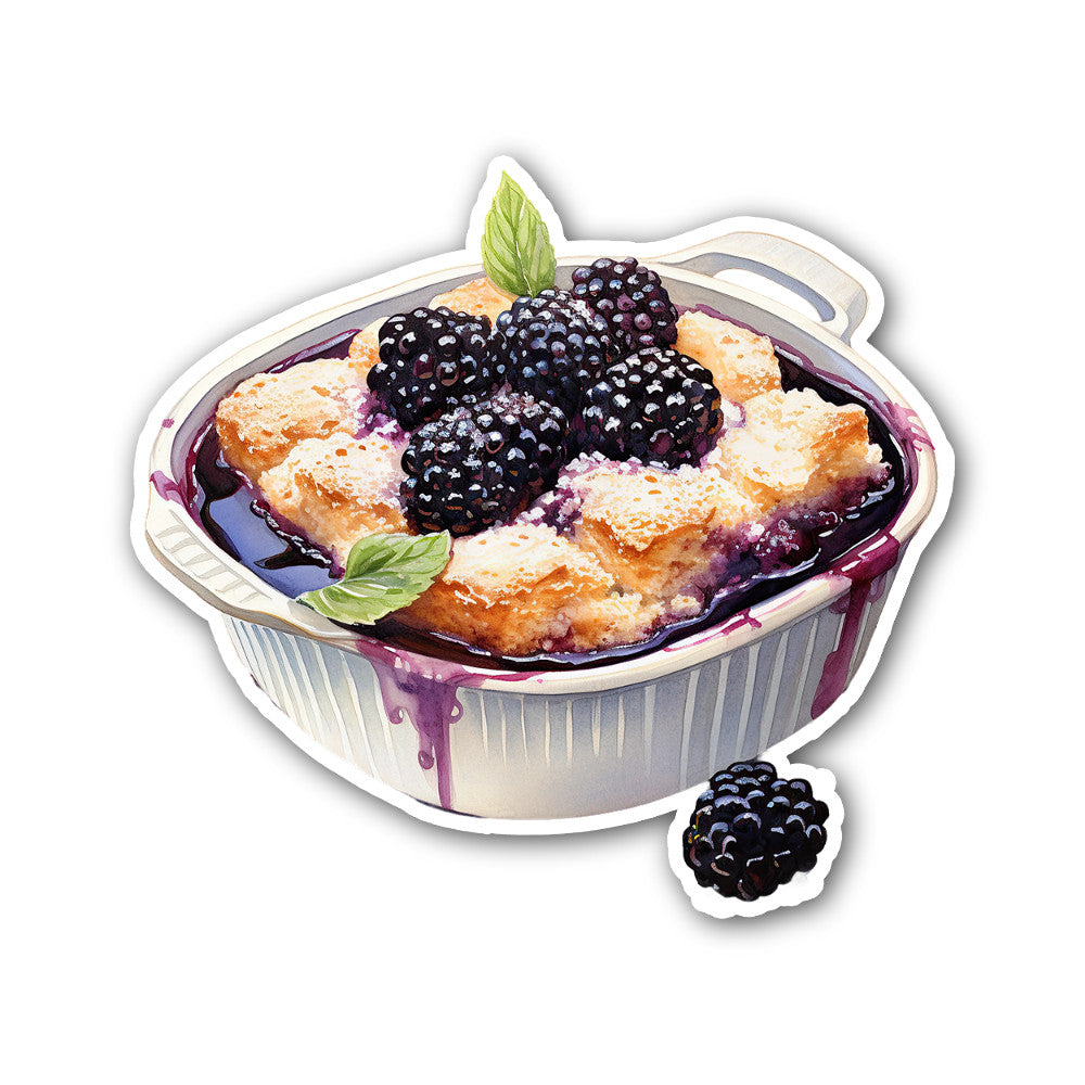 Blackberry cobbler Sticker, Waterproof Vinyl Decal Sticker Indoor Or Outdoor 2 (Pieces) 3" and 5"