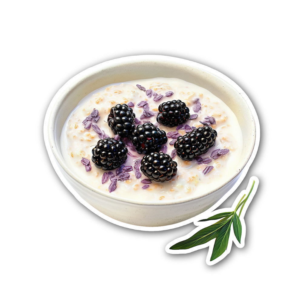 Blackberry oatmeal Sticker, Waterproof Vinyl Decal Sticker Indoor Or Outdoor 2 (Pieces) 3" and 5"