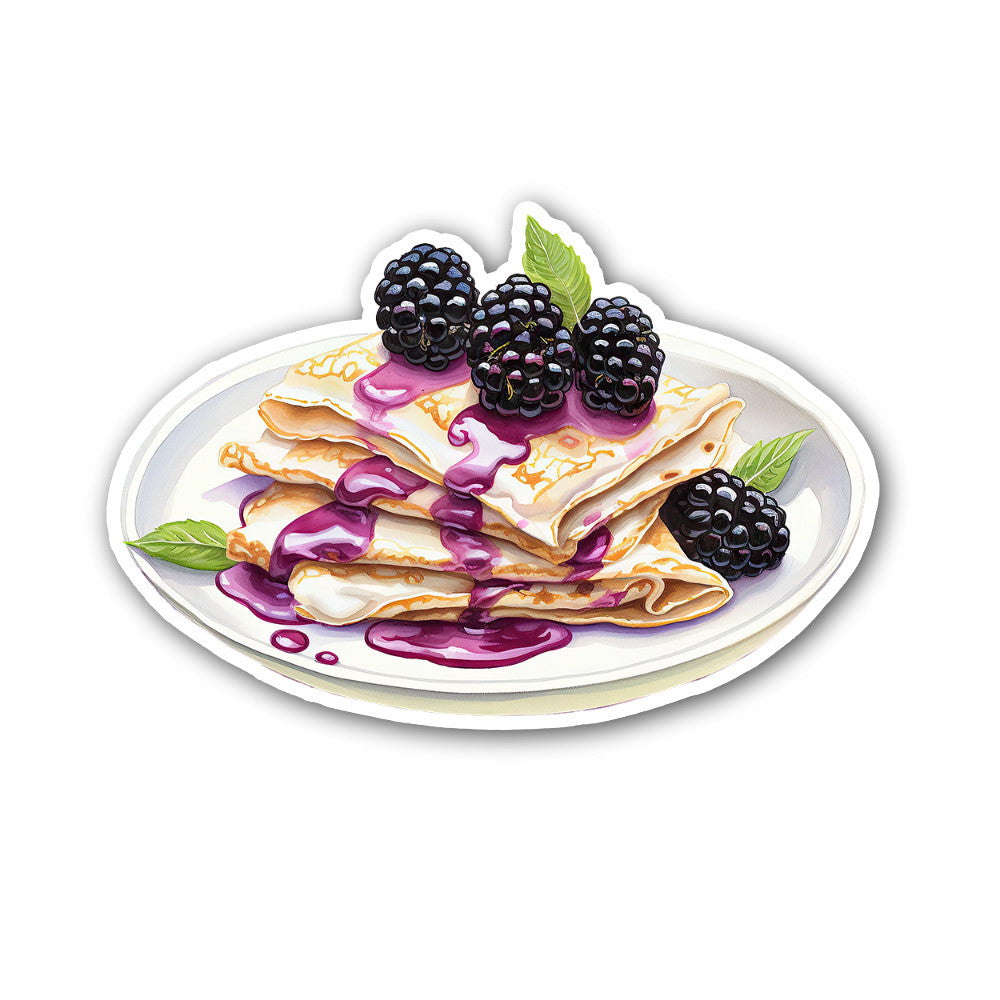 Blackberry Pancake Sticker, Waterproof Vinyl Decal Sticker Indoor Or Outdoor 2 (Pieces) 3" and 5"