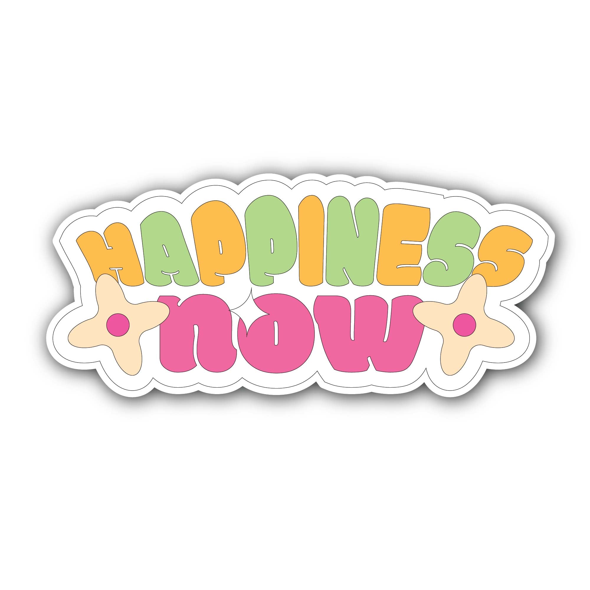 Happiness Now Sticker, Waterproof Vinyl Decal Sticker Indoor Or Outdoor 2 (Pieces) 3" and 5"