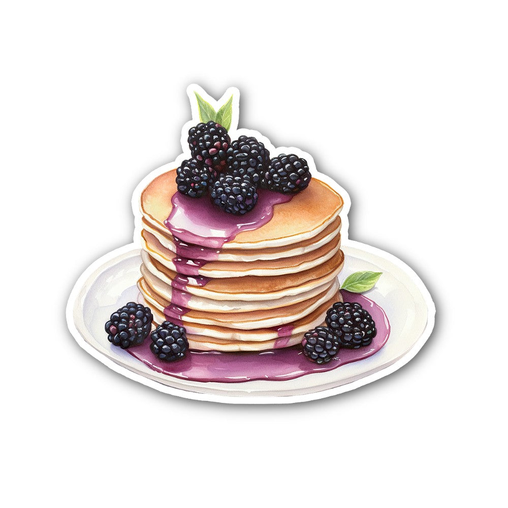 Blackberry tasty Pancake Sticker, Waterproof Vinyl Decal Sticker Indoor Or Outdoor 2 (Pieces) 3" and 5"