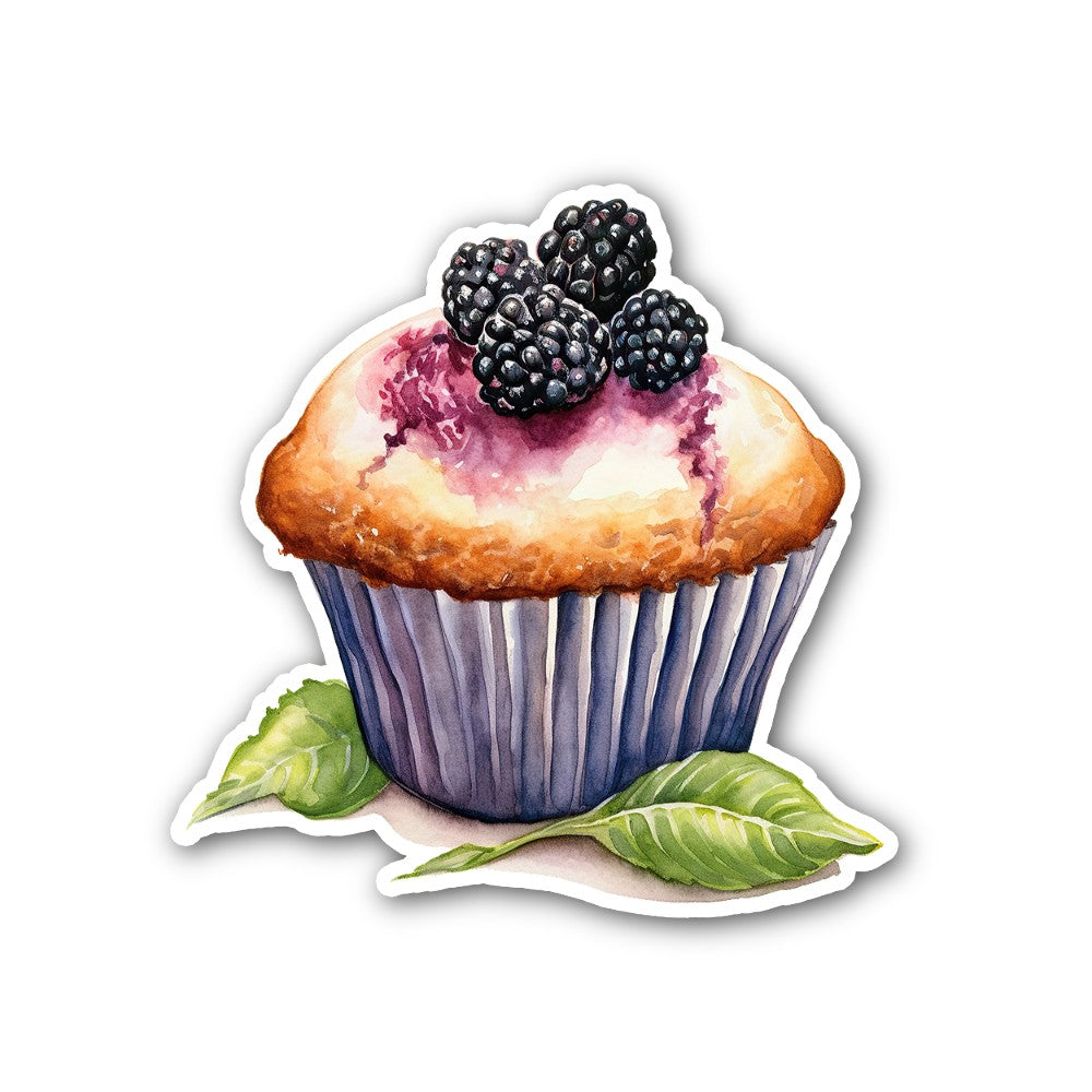 Blackberry Tasty Muffin Sticker, Waterproof Vinyl Decal Sticker Indoor Or Outdoor 2 (Pieces) 3" and 5"