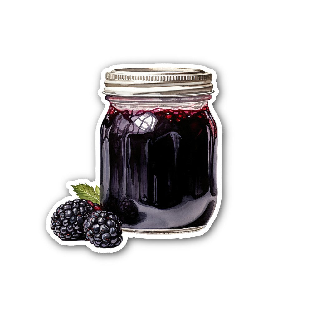 Blackberry Jam Bottle Sticker, Waterproof Vinyl Decal Sticker Indoor Or Outdoor 2 (Pieces) 3" and 5"