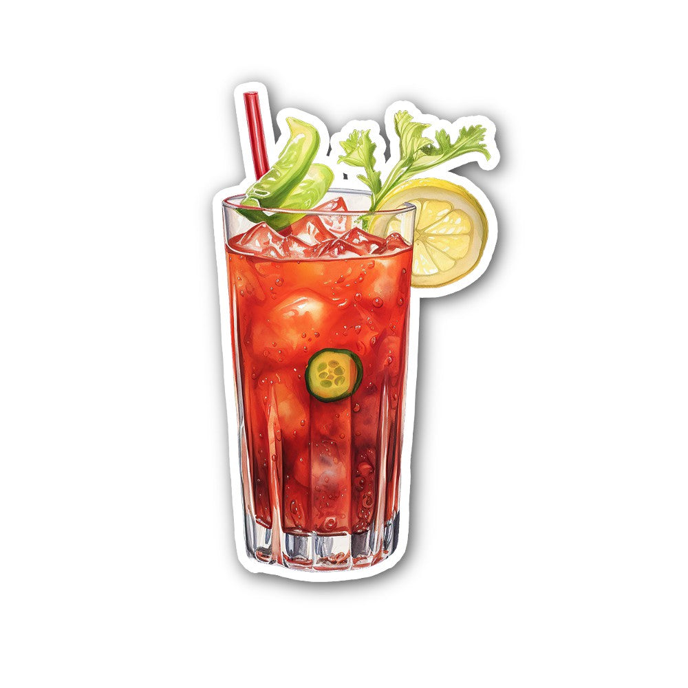 Bloody Mary Cocktail Sticker, Waterproof Vinyl Decal Sticker Indoor Or Outdoor 2 (Pieces) 3" and 5"
