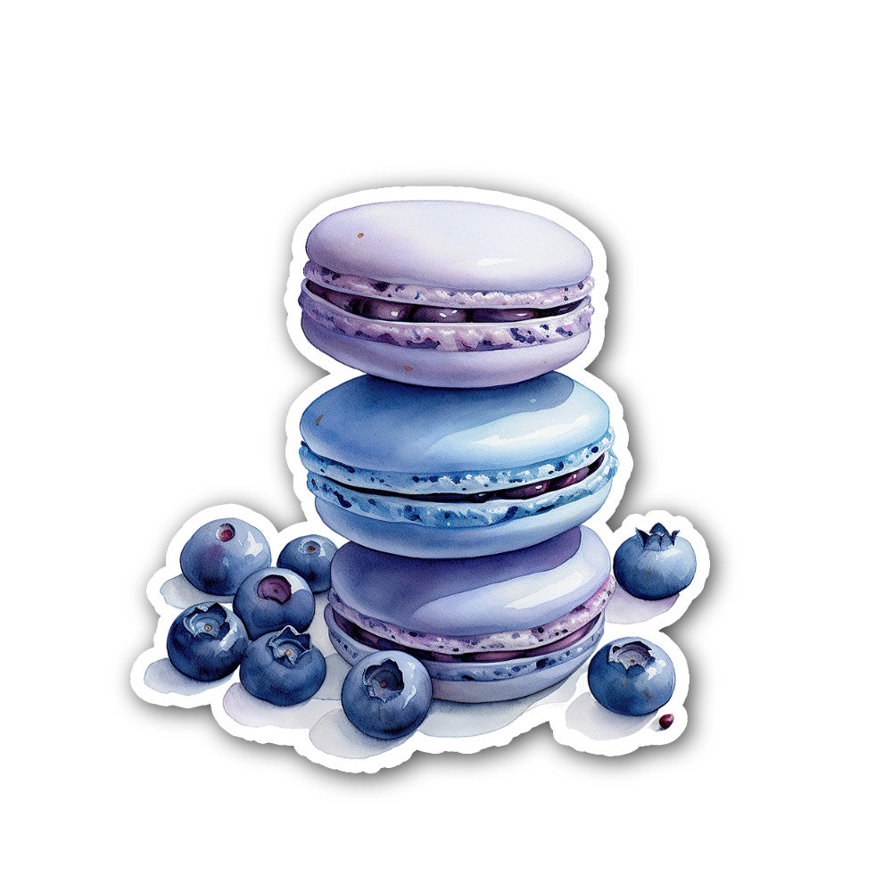 Sweet Blueberry macarons Sticker, Waterproof Vinyl Decal Sticker Indoor Or Outdoor 2 (Pieces) 3" and 5"