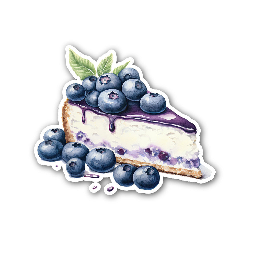 Blueberry Cheesecake Slice Sticker, Waterproof Vinyl Decal Sticker Indoor Or Outdoor 2 (Pieces) 3" and 5"