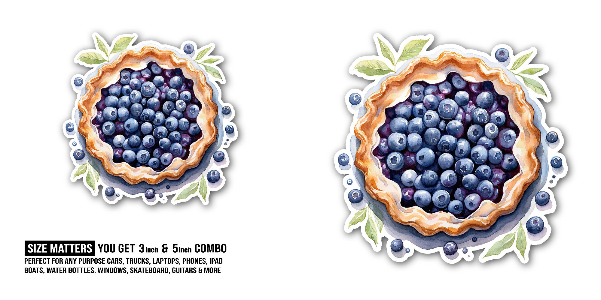 Classic Dessert Sticker, Waterproof Vinyl Decal Sticker Indoor Or Outdoor 2 (Pieces) 3" and 5"