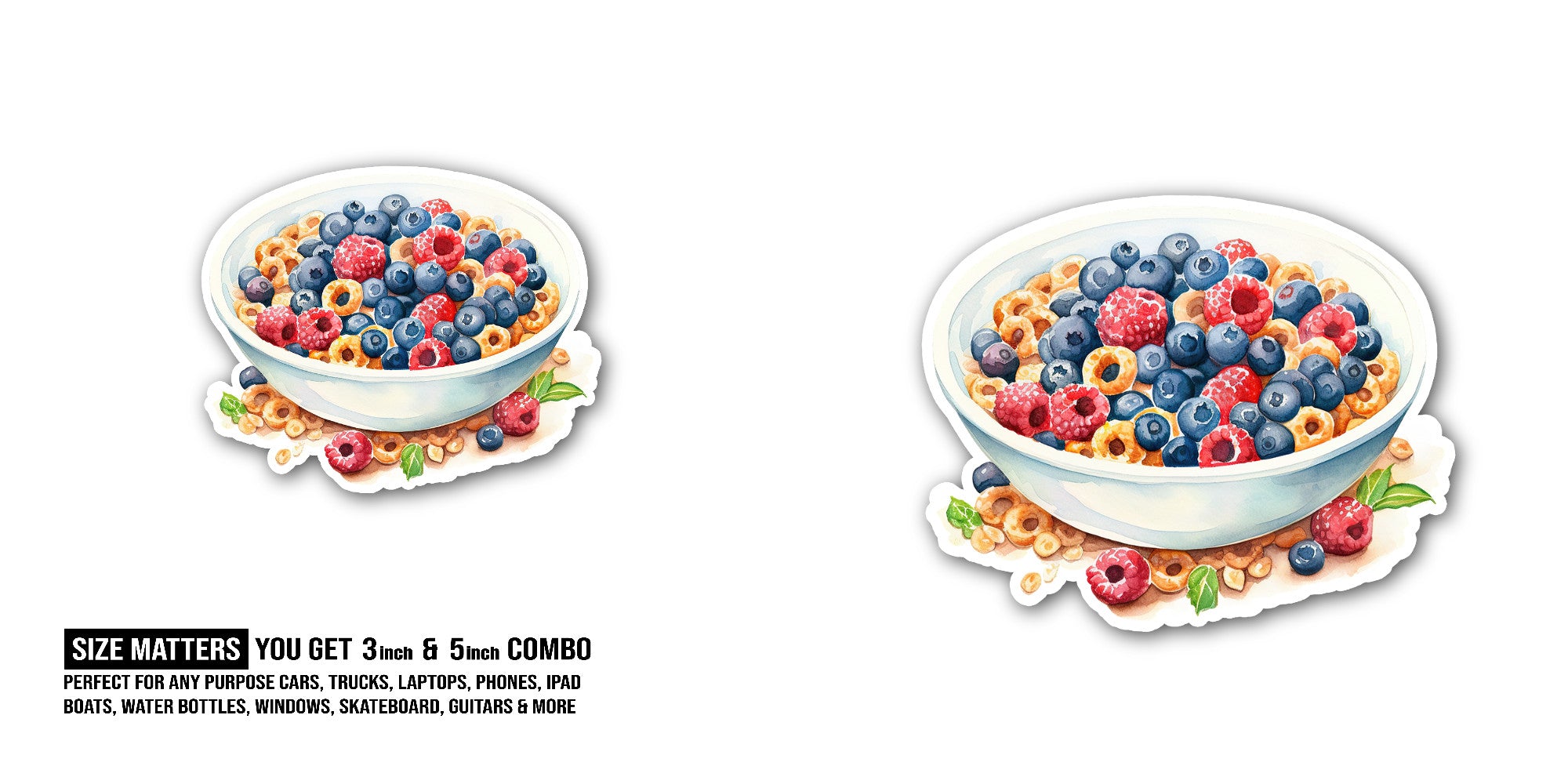 Blueberry parfait Sticker, Waterproof Vinyl Decal Sticker Indoor Or Outdoor 2 (Pieces) 3" and 5"