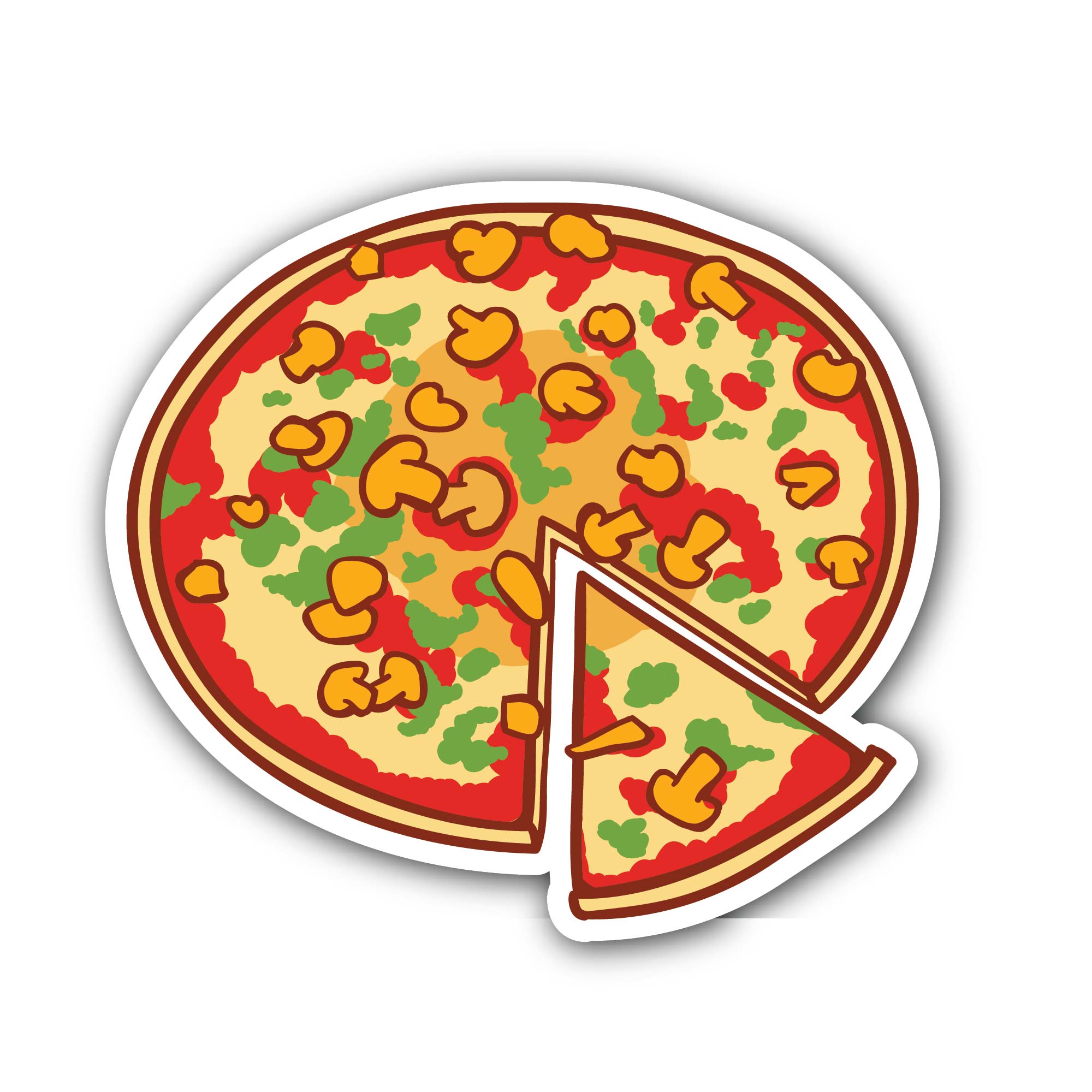 Pizza Sticker, Waterproof Vinyl Decal Sticker Indoor Or Outdoor 2 (Pieces) 3" and 5"