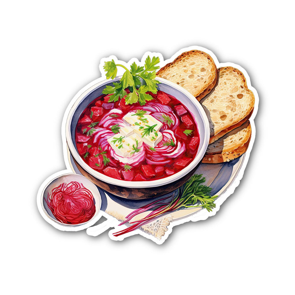 A Bowl Of Soup Sticker, Waterproof Vinyl Decal Sticker Indoor Or Outdoor 2 (Pieces) 3" and 5"