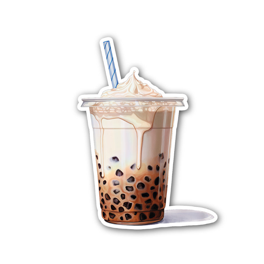 Brown Colour Bubble Tea Sticker, Waterproof Vinyl Decal Sticker Indoor Or Outdoor 2 (Pieces) 3" and 5"