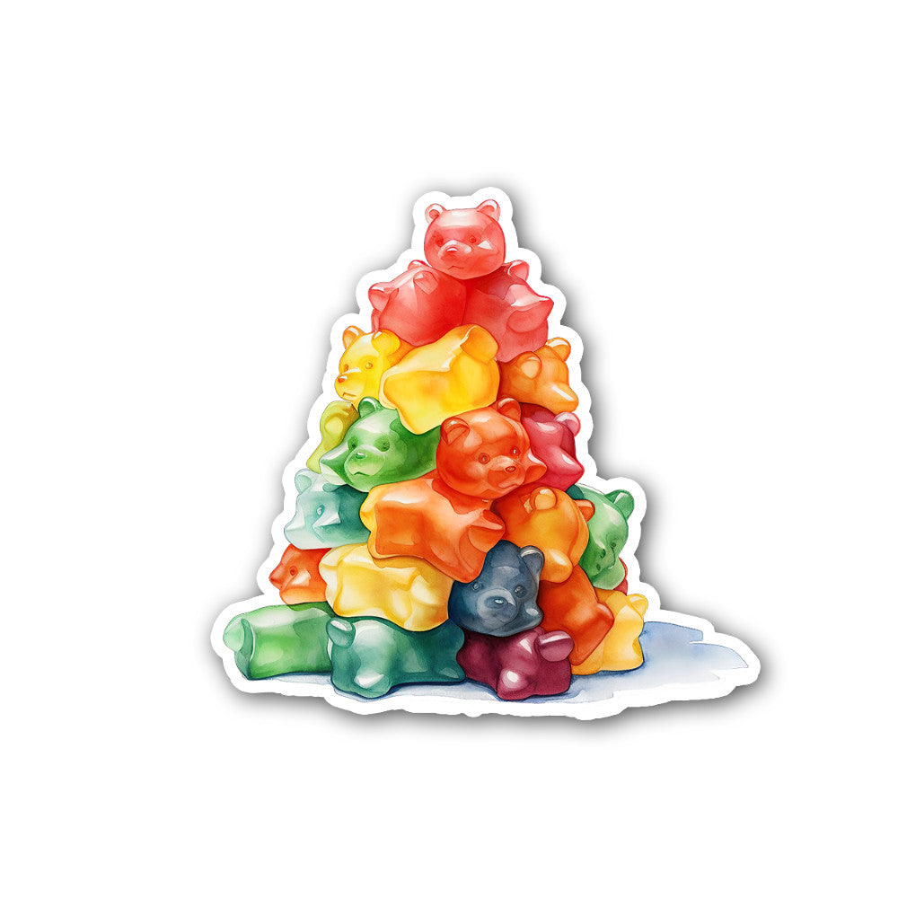 Colourful Gummy Bears Sticker, Waterproof Vinyl Decal Sticker Indoor Or Outdoor 2 (Pieces) 3" and 5"